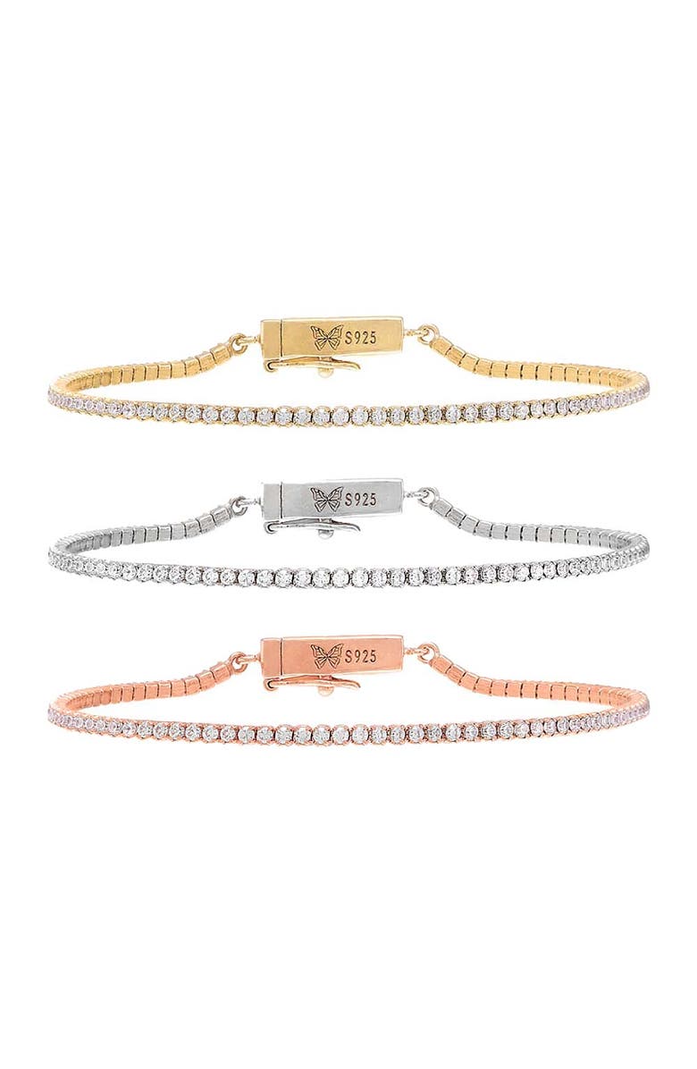 BY ADINA EDEN Thin Tennis Bracelet, Alternate, color, Gold