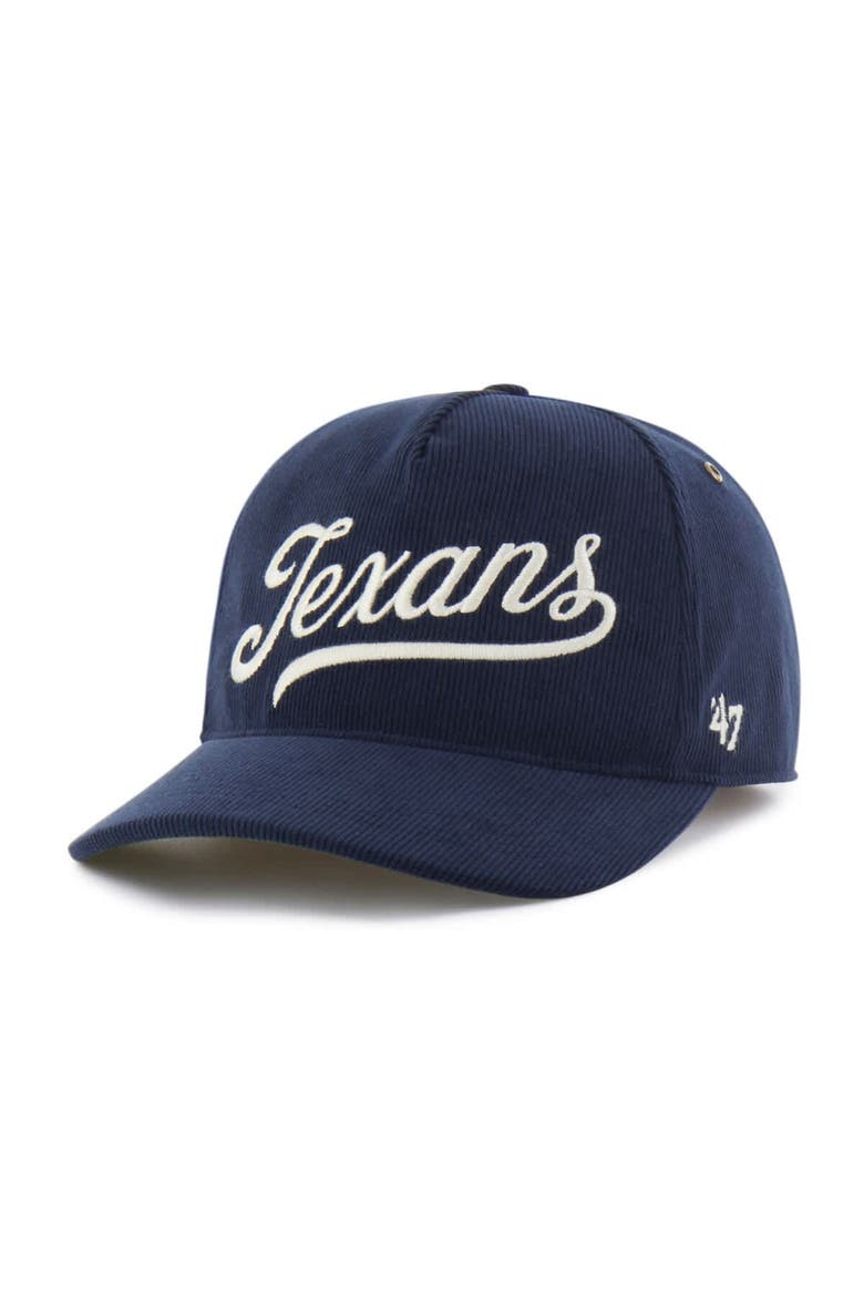 Men's '47  Navy Houston Texans Golden Age Corduroy Hitch Adjustable Hat, Alternate, color, Navy