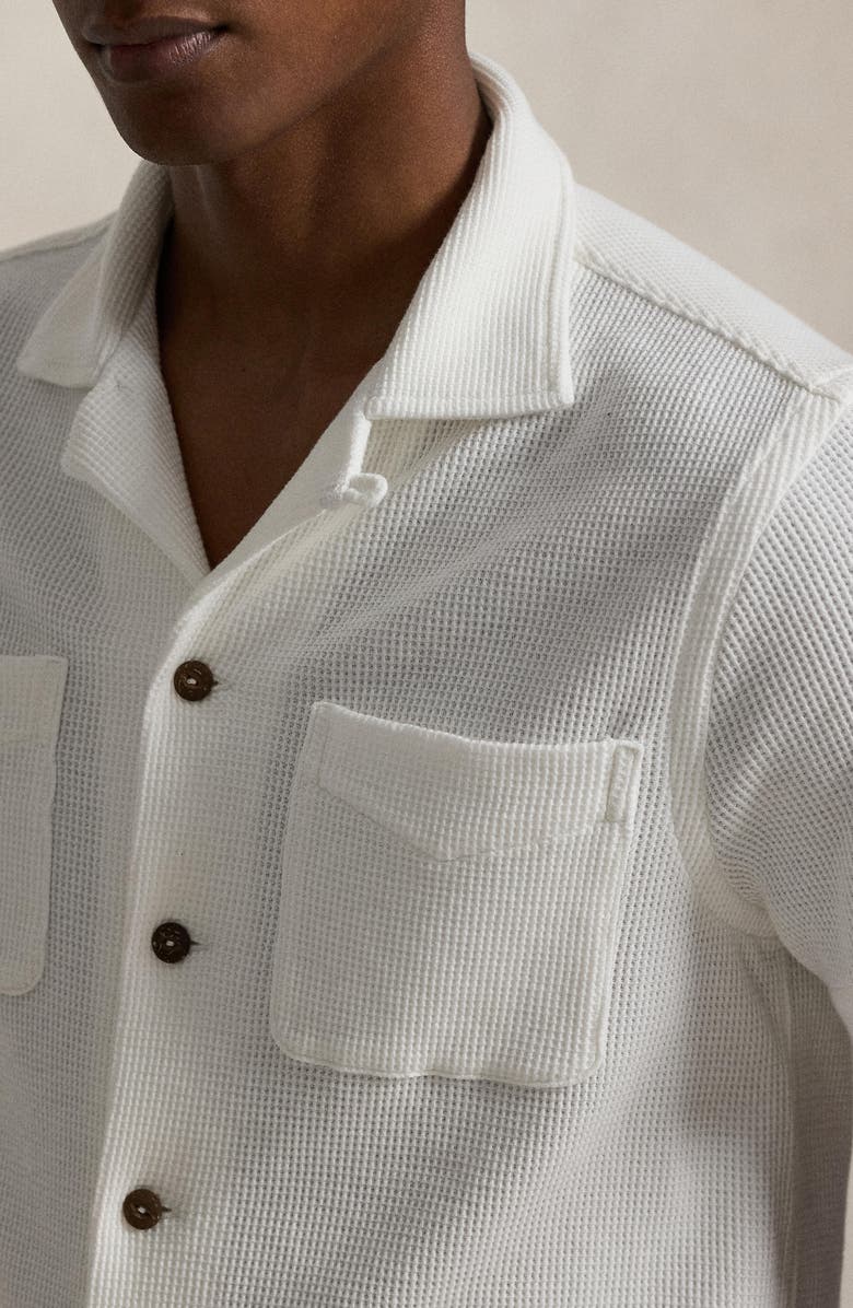 Polo Ralph Lauren Waffle Knit Cotton & Linen Camp Shirt, Alternate, color, Nevis