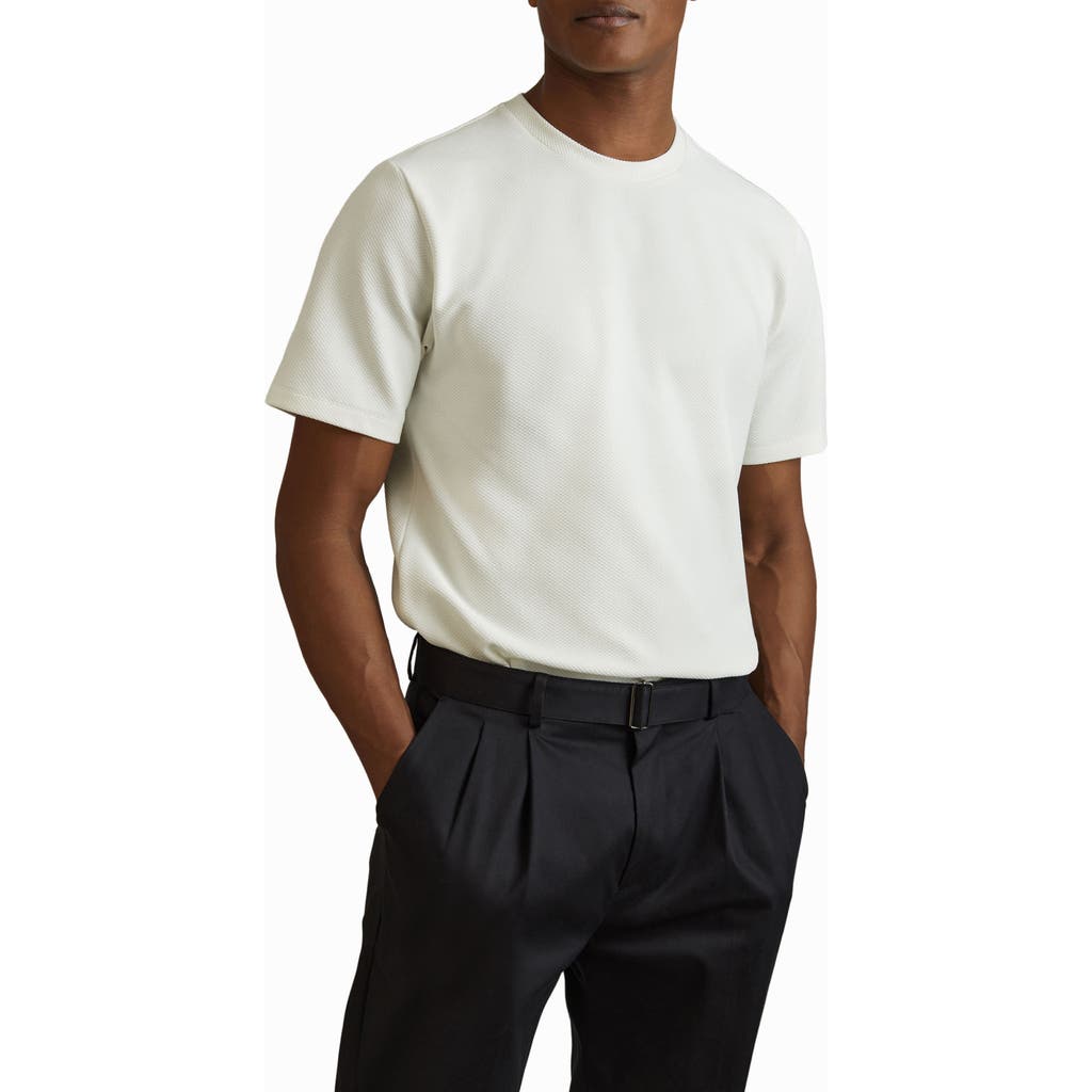 Reiss Off White Textured Crew-neck T-shirt In White