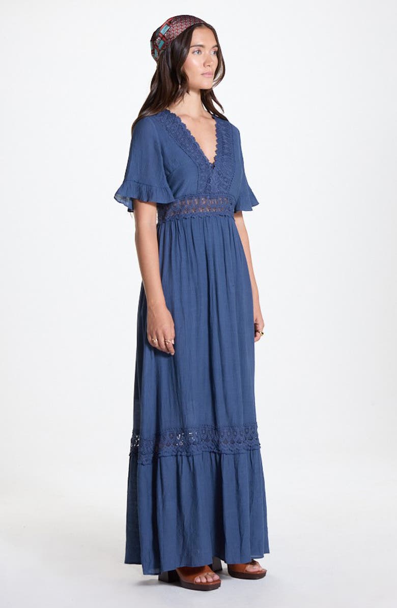 WISHLIST Short Sleeve Crochet Dress, Alternate, color, Navy