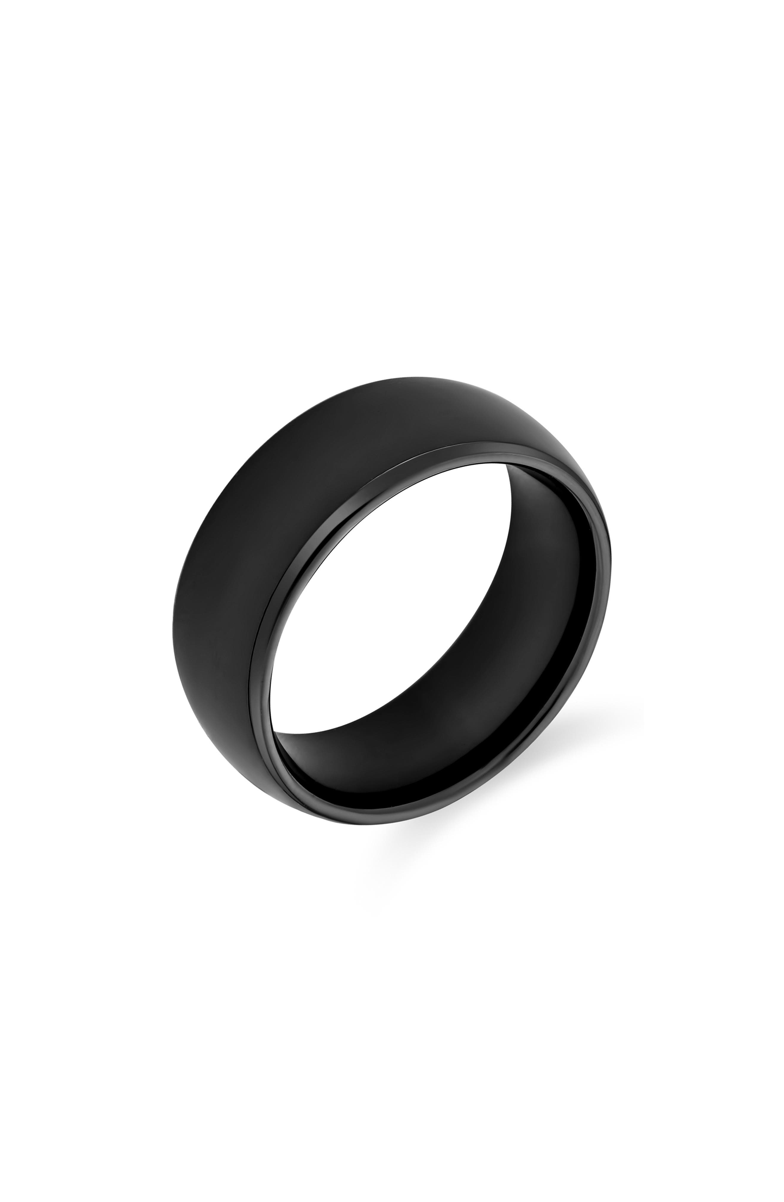 BLING JEWELRY Men's Dome Black Titanium Band Ring