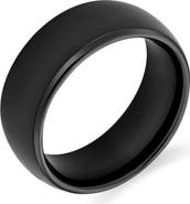 BLING JEWELRY Men's Dome Black Titanium Band Ring