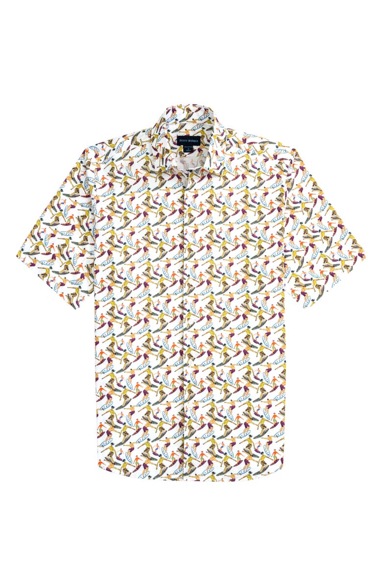 Scott Barber Surf Print Short Sleeve Button-Up Shirt, Alternate, color,