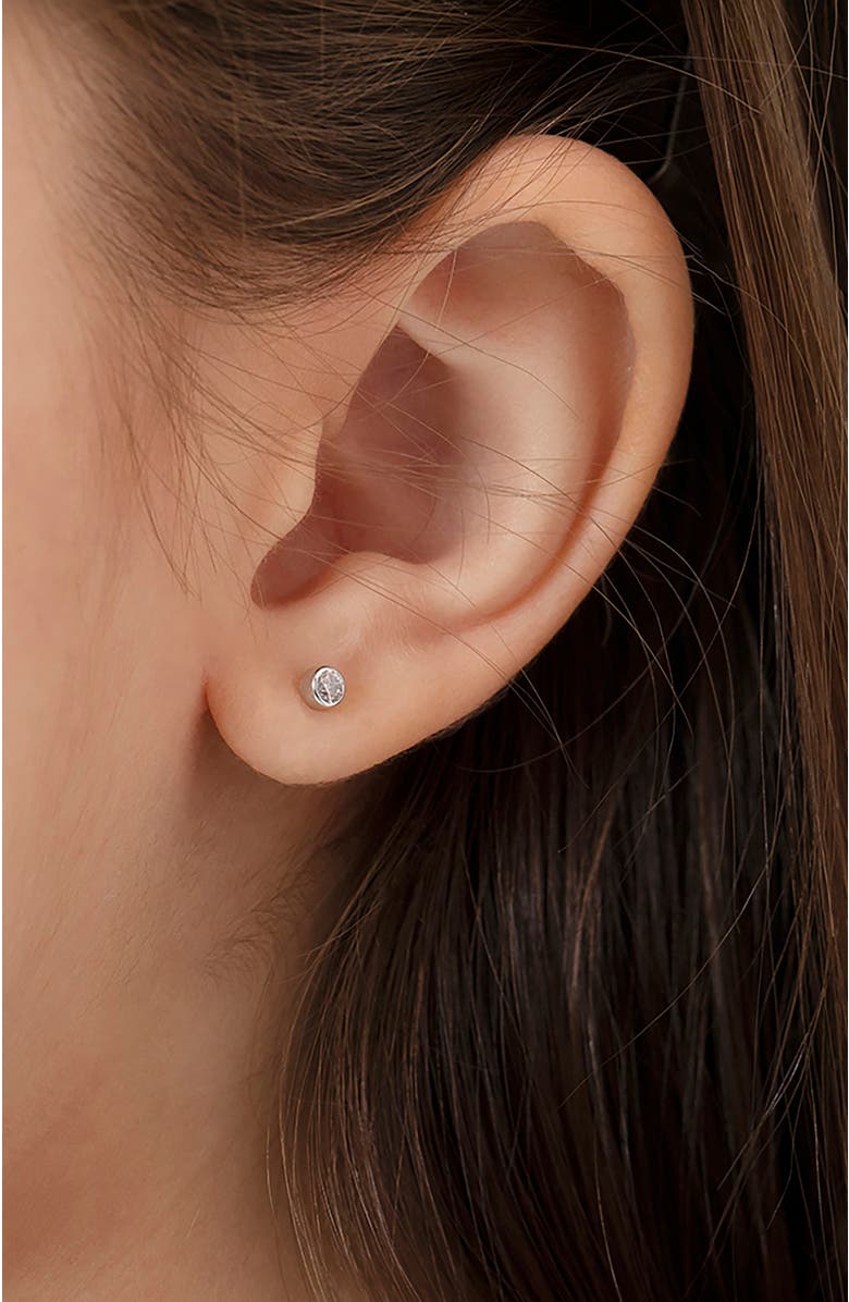 In Season Jewelry 14k Bezel Cubic Zirconia Earrings, Alternate, color, April