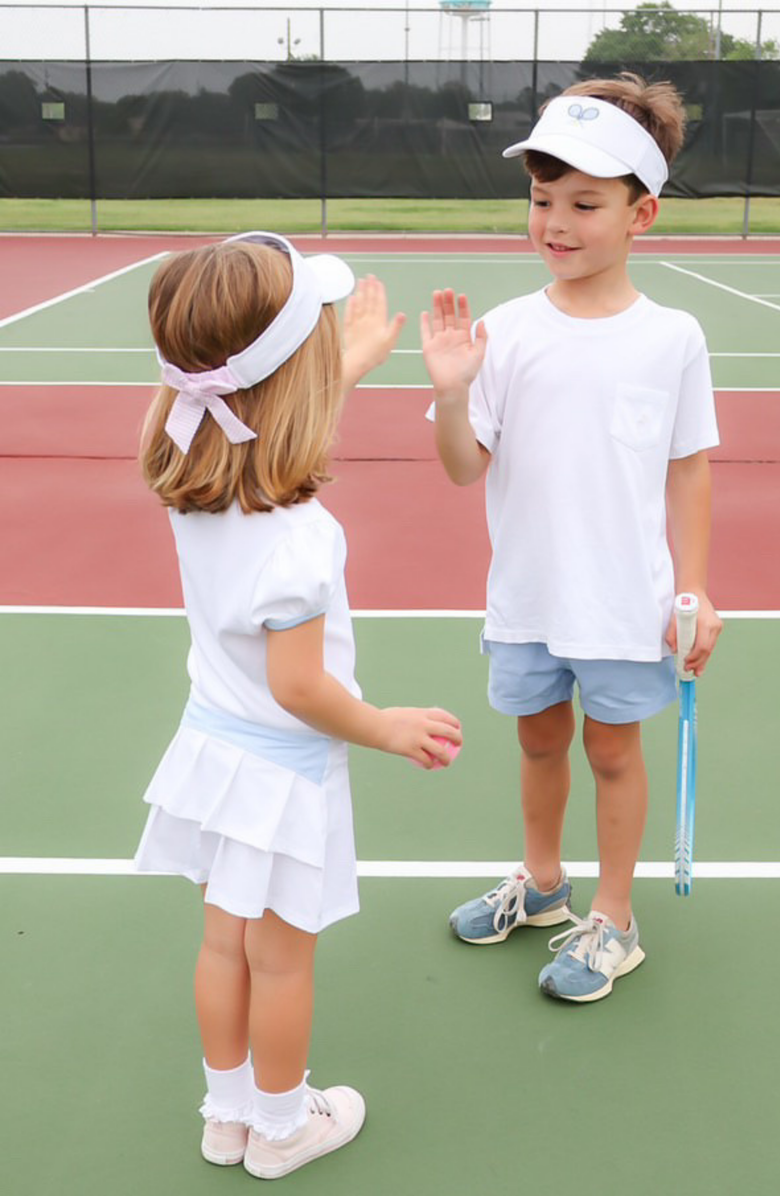 Bits & Bows Tennis Rackets Twill Bow Visor, Alternate, color, White