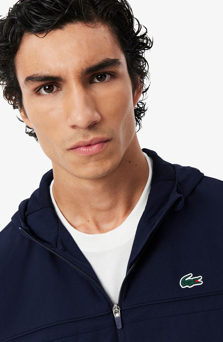 Lacoste Water Repellent Hooded Taffeta Jacket, Alternate, color, Marine/ Marine-Marine