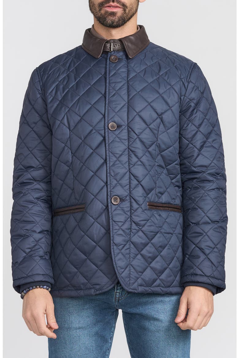 Diamond Quilted Jacket, Main, color, NAVY