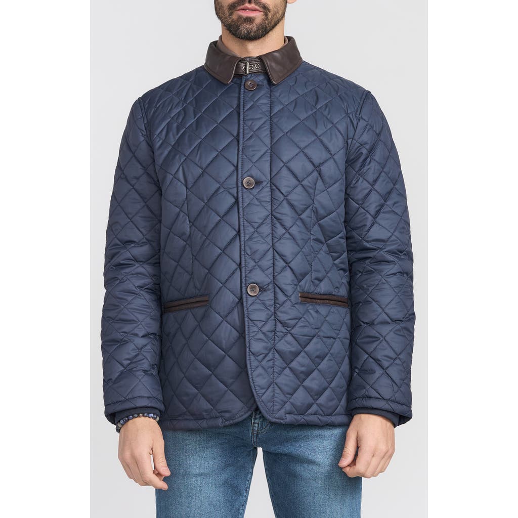 Flynt Diamond Quilted Jacket In Navy