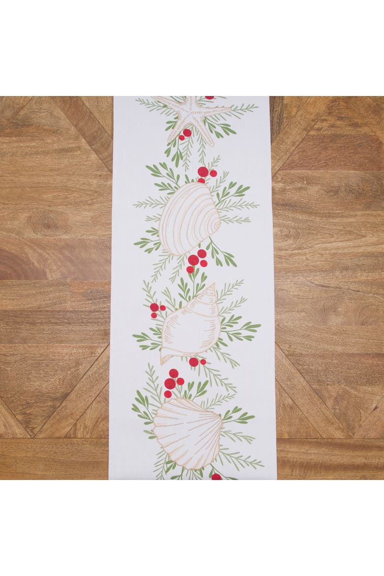 Coastal Tidings Coastal Christmas Table Runner 14" x 72", Alternate, color, Green