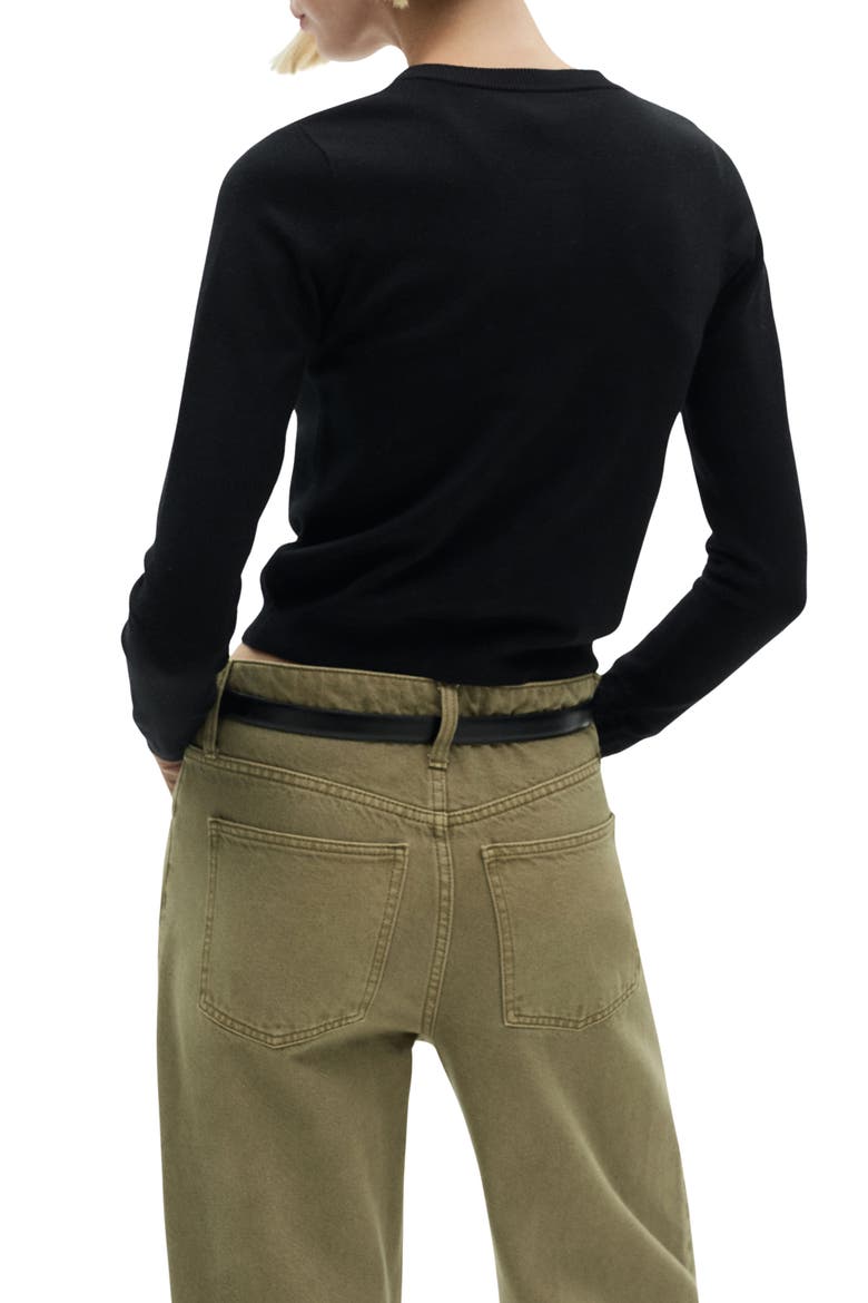 Crewneck Cardigan, Alternate, color, BLACK