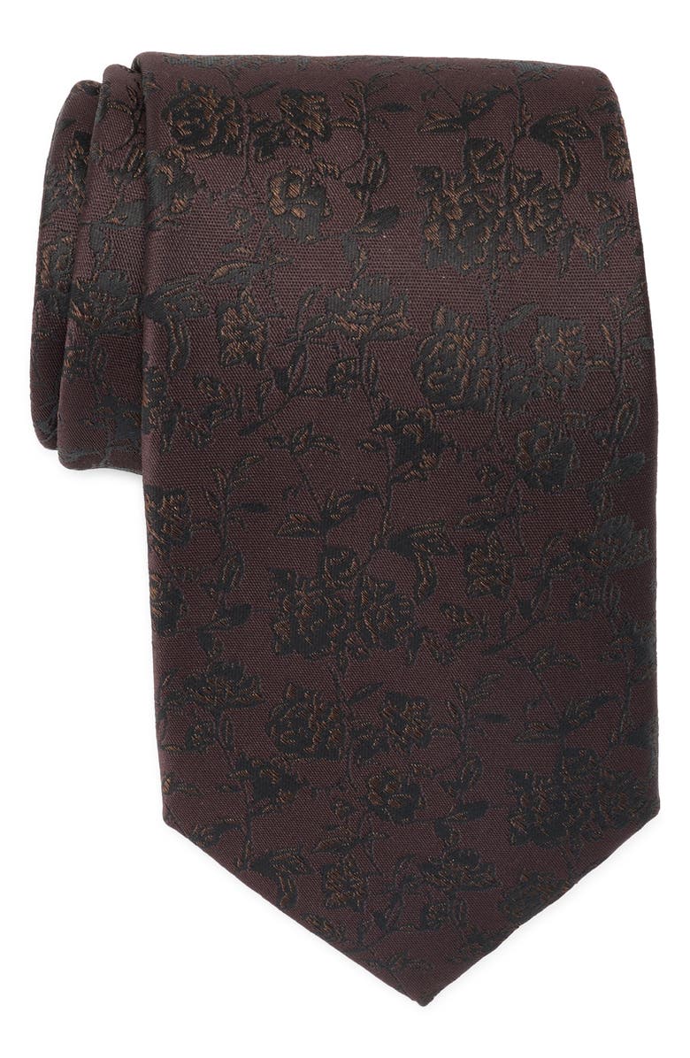NORDSTROM RACK Everett Floral Tie, Main, color, Chocolate