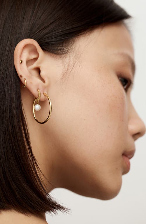 Monica Vinader Heirloom Freshwater Pearl Drop Huggie Hoop Earrings In Gold