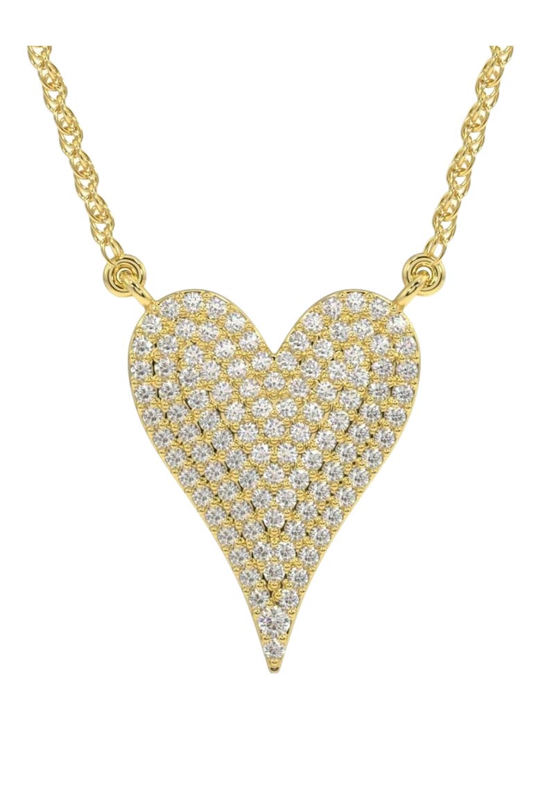 1Ct Heart shape Natural Diamond Pave Pendant in or Gold Necklace, Main, color, White Gold
