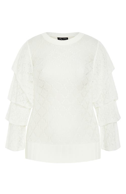 Shop City Chic Estelle Openwork Tiered Sleeve Sweater