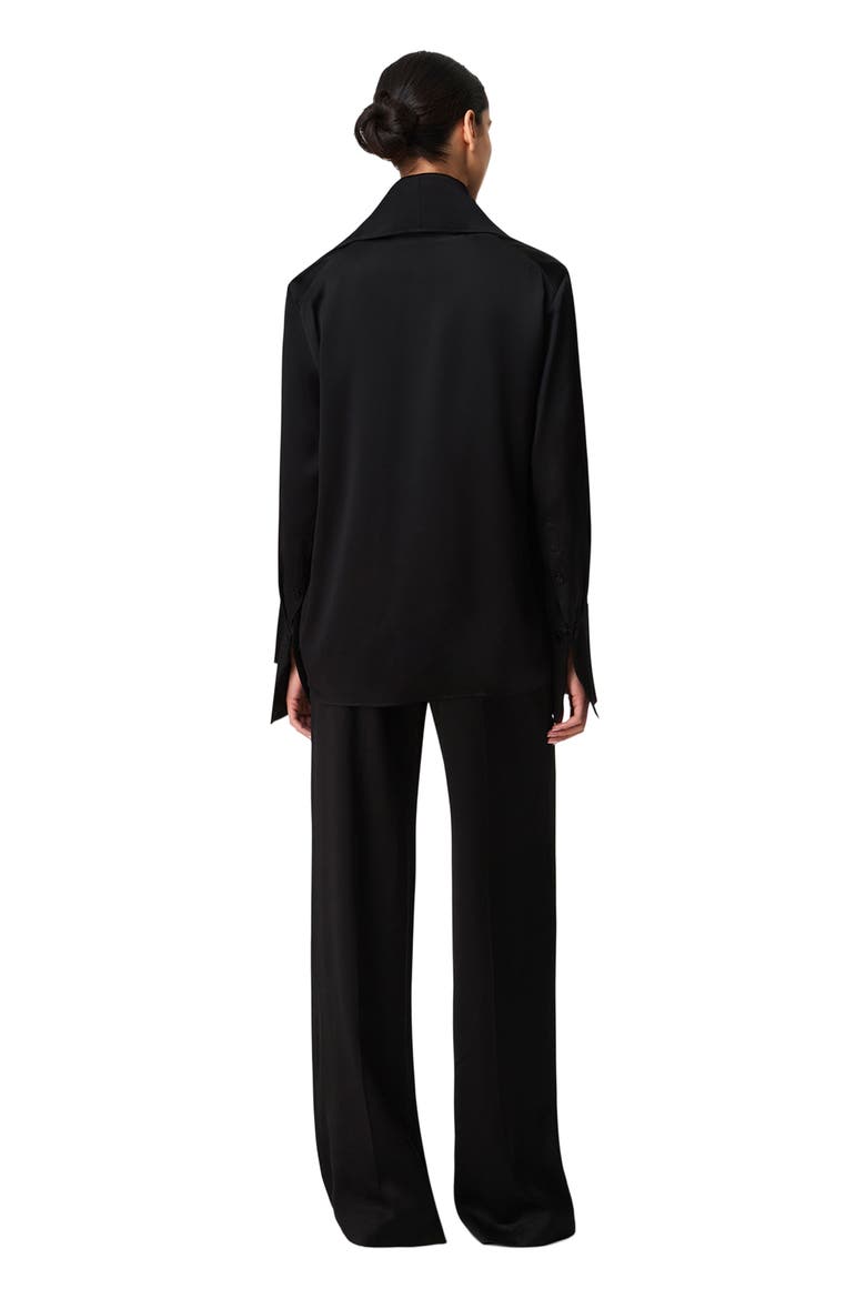 Band Collar Blouse with Scarf, Alternate, color, Black