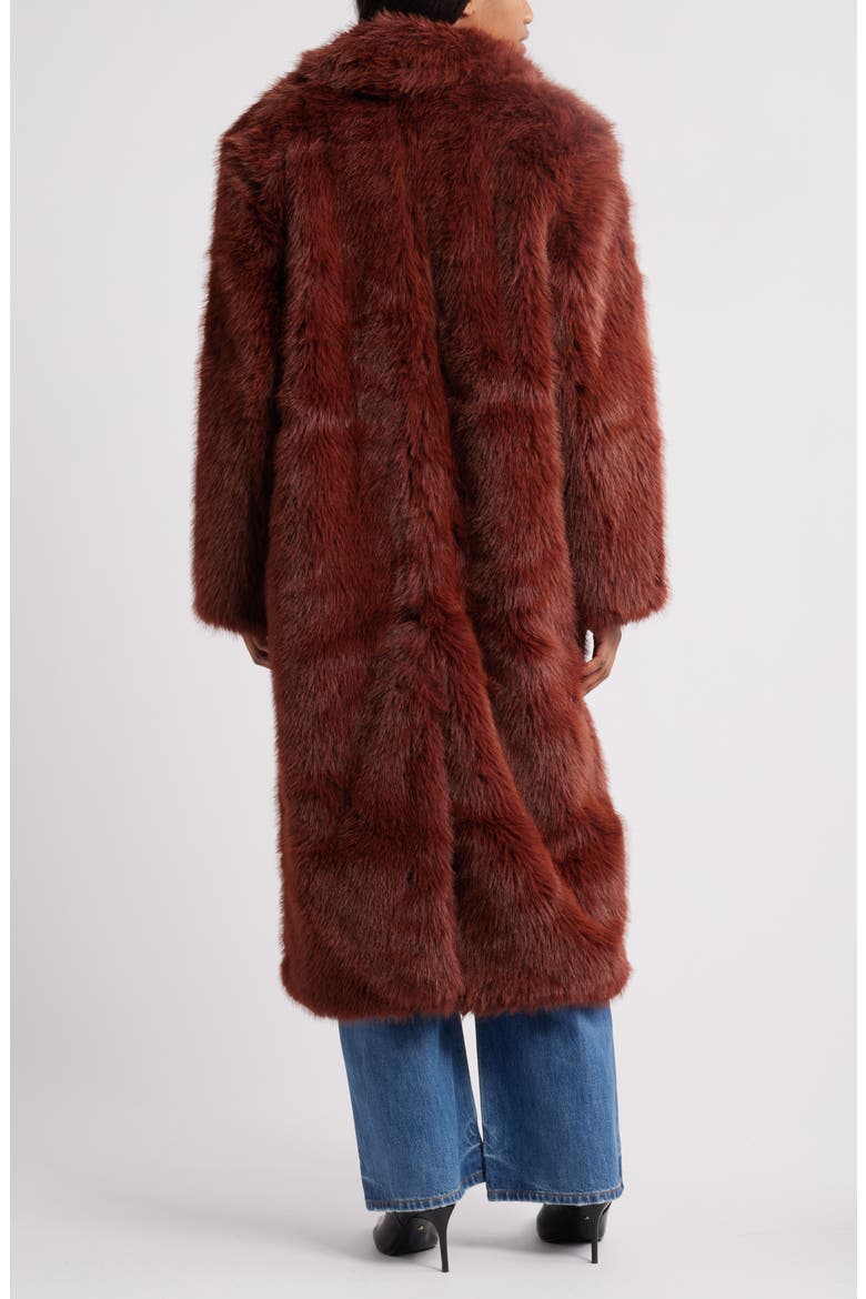 Faux Fur Longline Coat, Alternate, color, BURGUNDY
