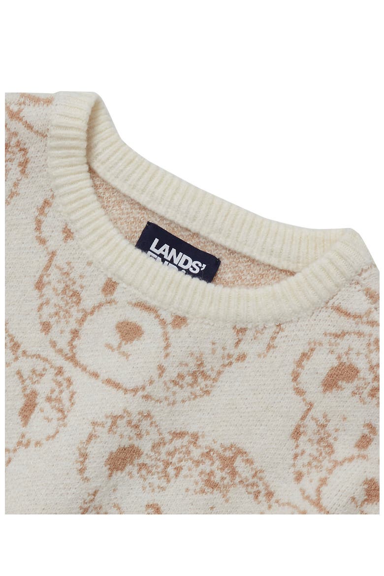 Girls Jacquard Knit Sweater, Alternate, color, Bears/Egret