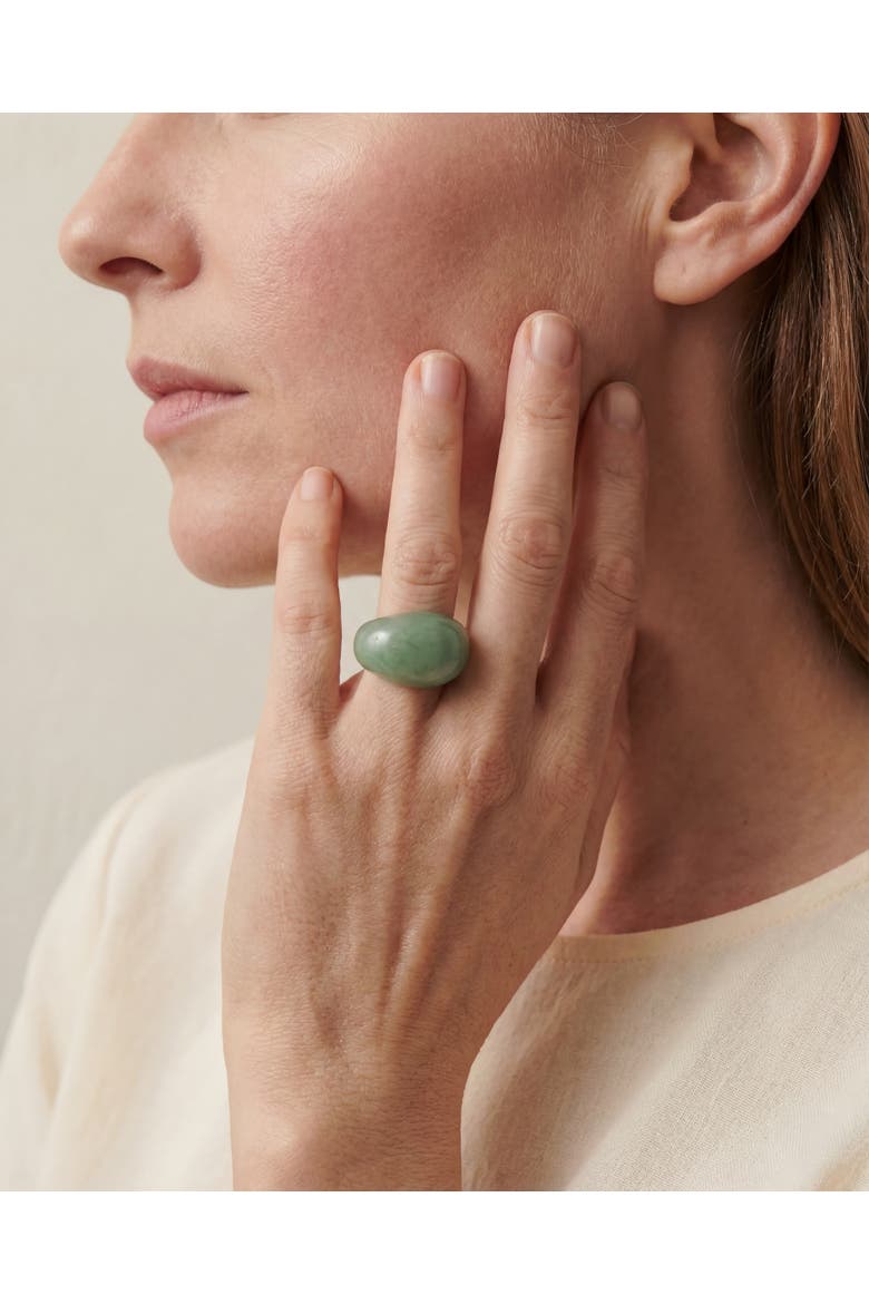 Dome Jade-Green Aventurine Signet Ring, Alternate, color, Green