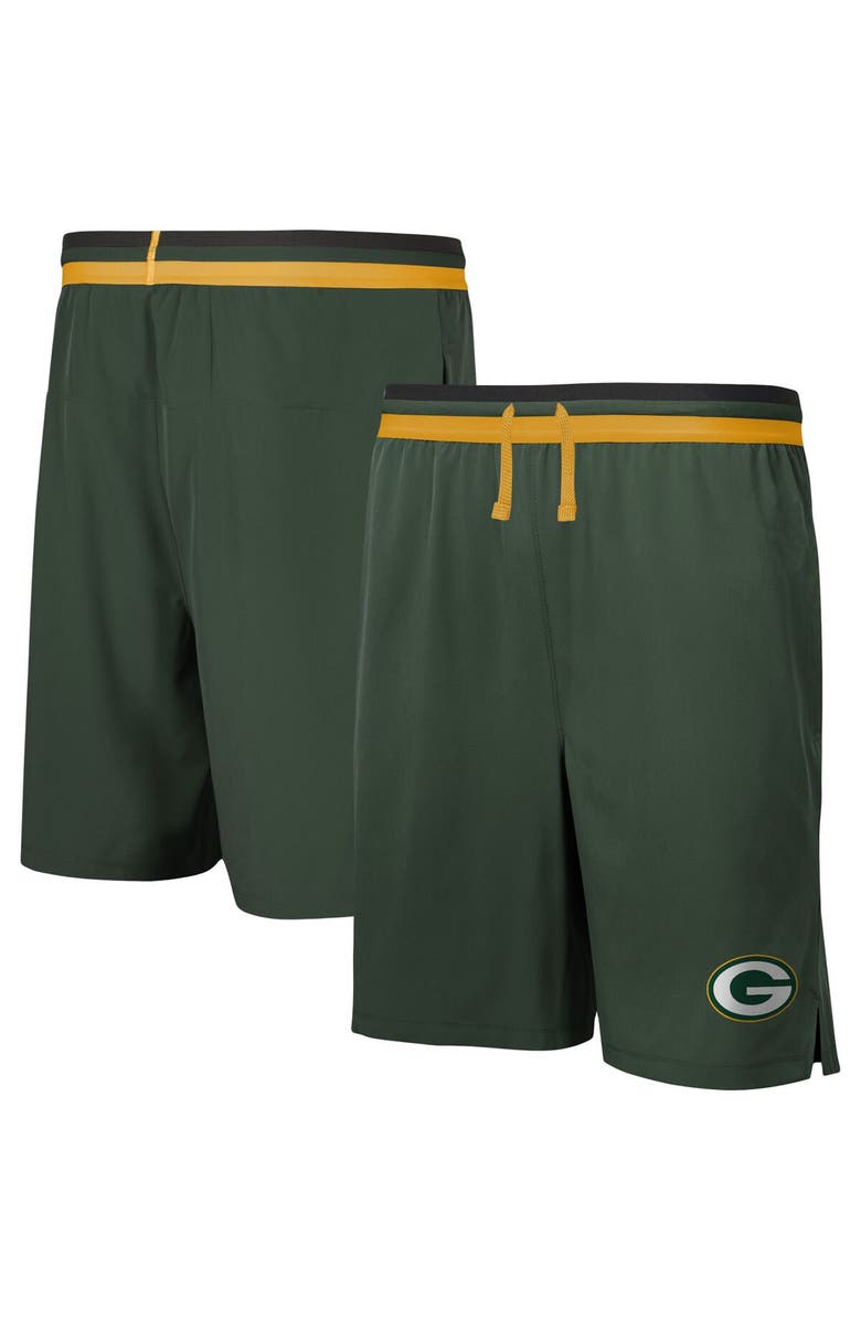 Outerstuff Men's Green Green Bay Packers Cool Down Tri-Color Elastic Training Shorts, Main, color, Green