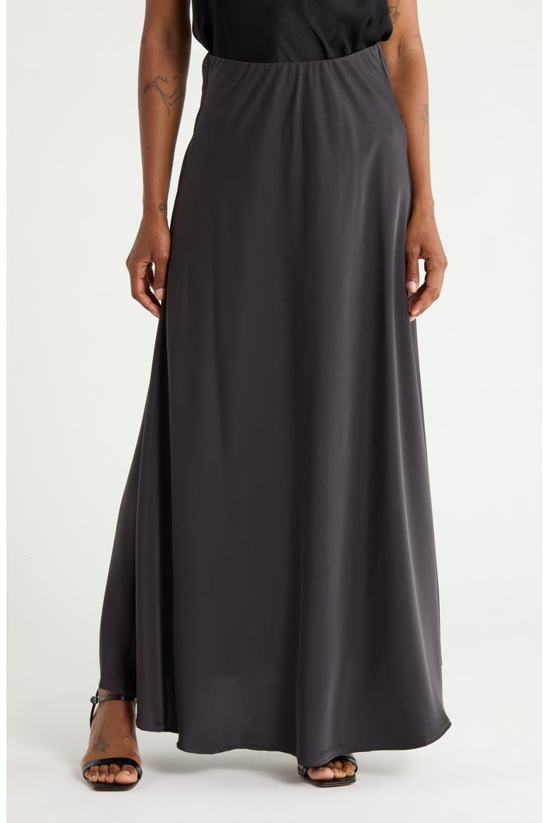 Bias Cut Maxi Skirt, Main, color, CARBON
