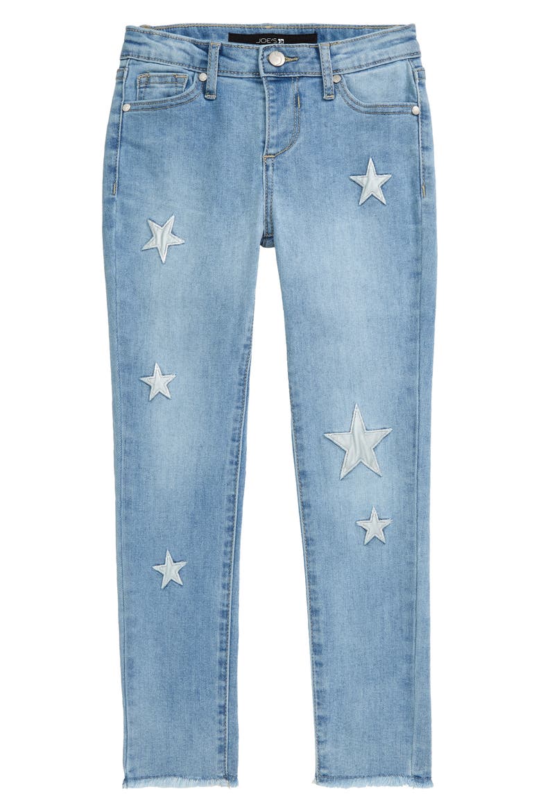 Kids' Luna Star Patch Ankle Straight Leg Jeans, Main, color, STARRY BLUE
