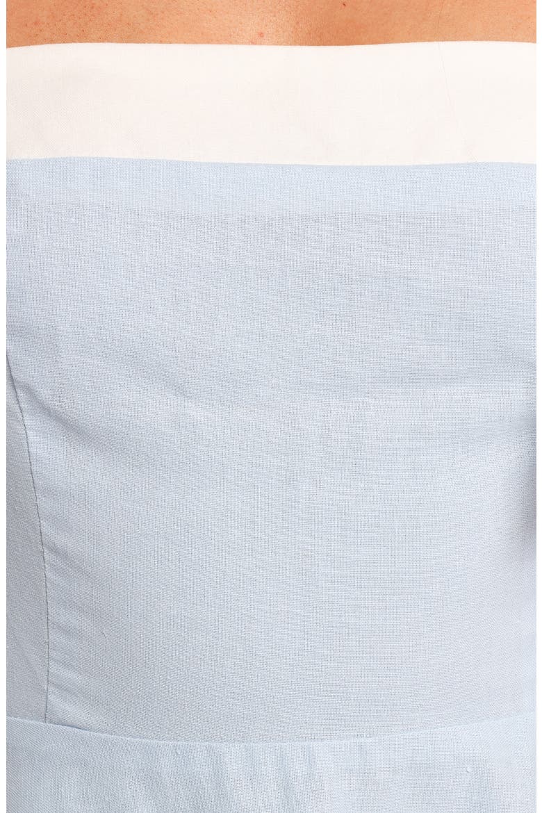 Olinda Bow Strap Midi Dress, Alternate, color, PALE BLUE/ WHITE