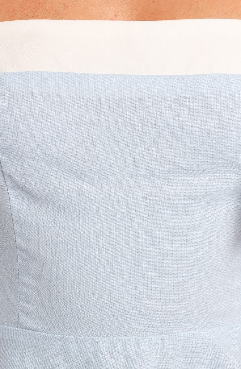 Petal & Pup Olinda Bow Strap Midi Dress, Alternate, color, Pale Blue/ White