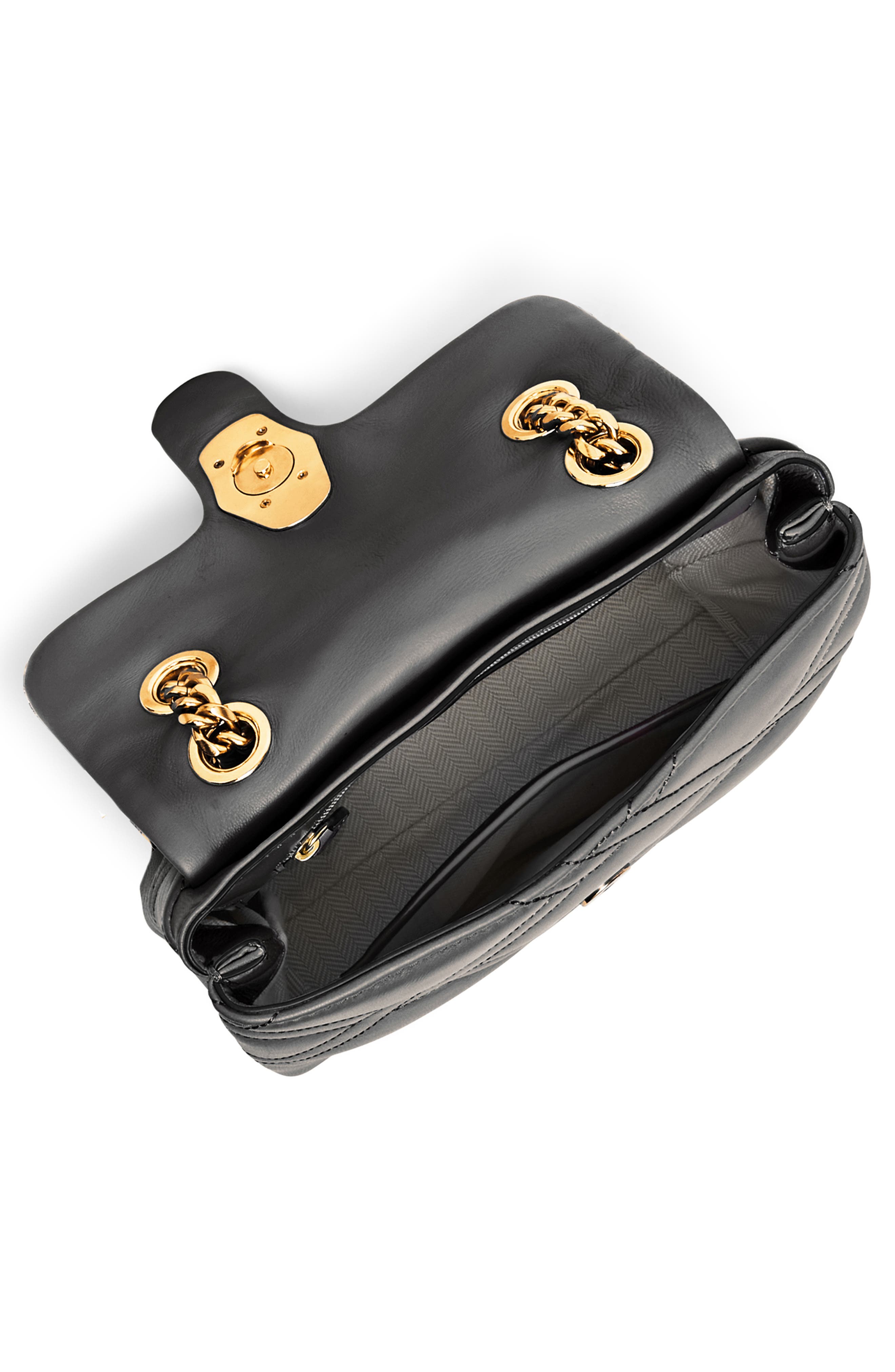 AIMEE Unity Box Quilted Leather Convertible Shoulder Bag, Alternate, color, Black