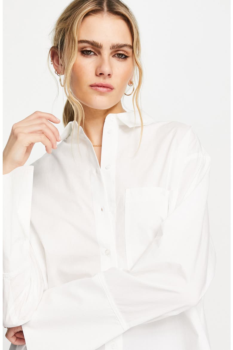 Women's Cotton Poplin Button-Up Shirt, Alternate, color, WHITE