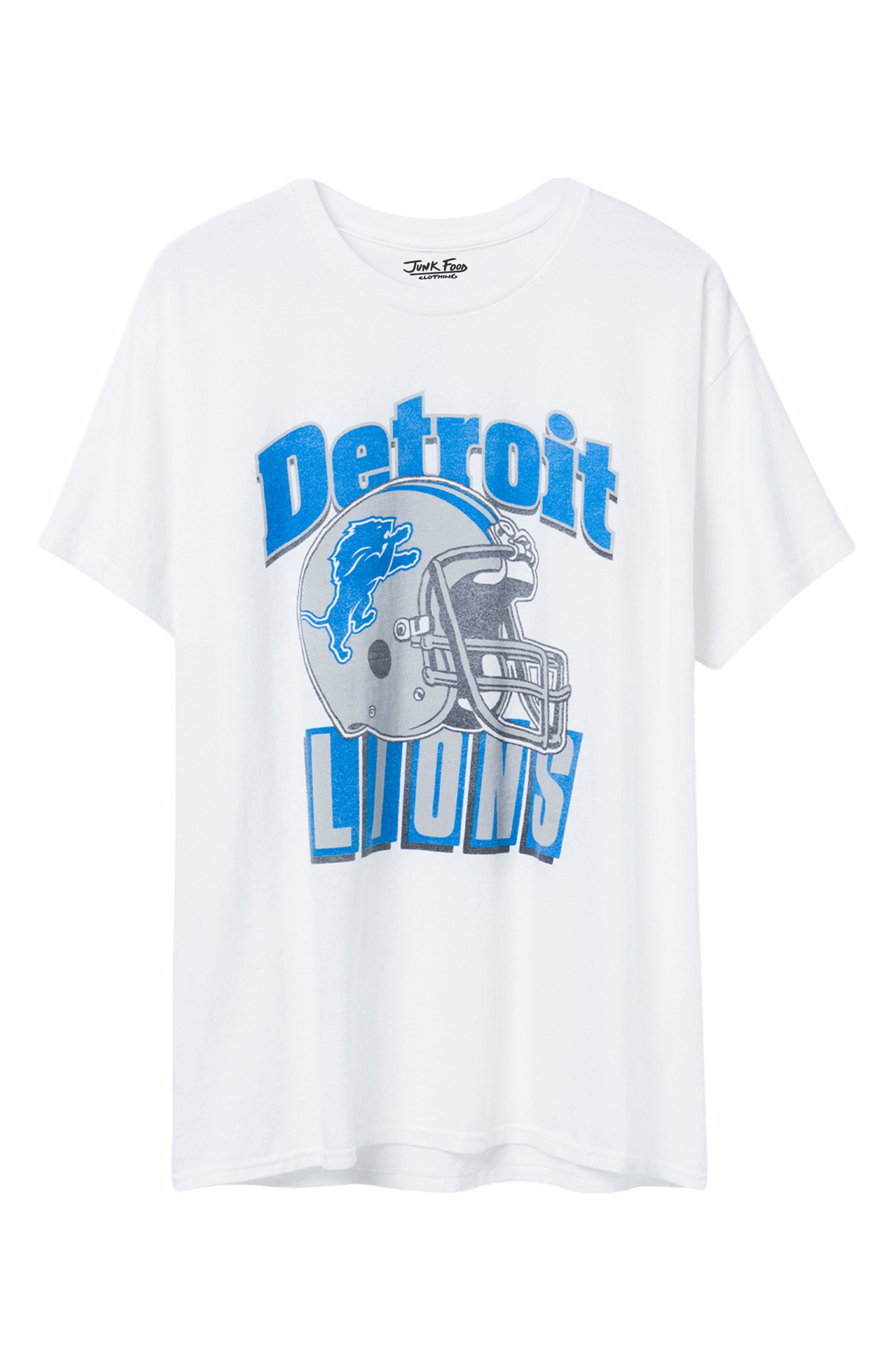 Junk Food Detroit Lions Throwback Helmet Cotton Graphic T-shirt In White