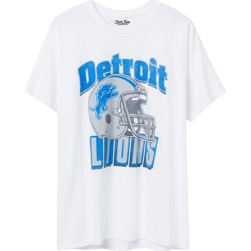 Junk Food Detroit Lions Throwback Helmet Cotton Graphic T-shirt In White