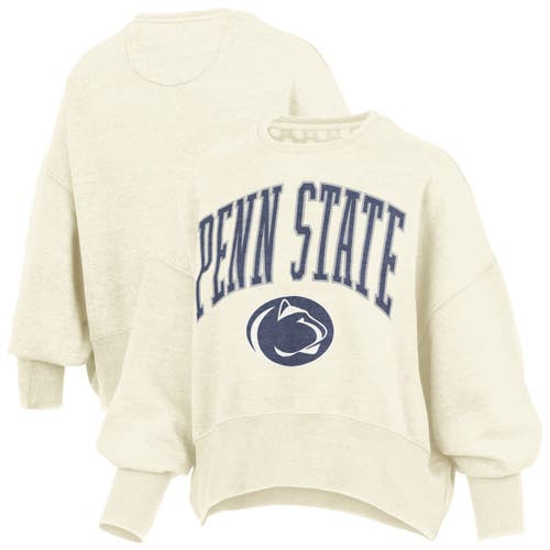 Pressbox Women's Natural Penn State Nittany Lions Oversized Waist-length Crewneck Sweatshirt In White