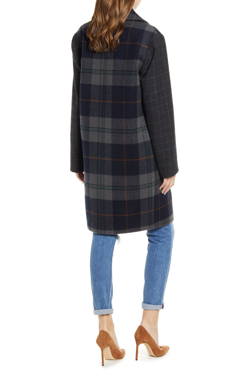 KENDALL + KYLIE Plaid Brushed Wool Coat, Alternate, color,