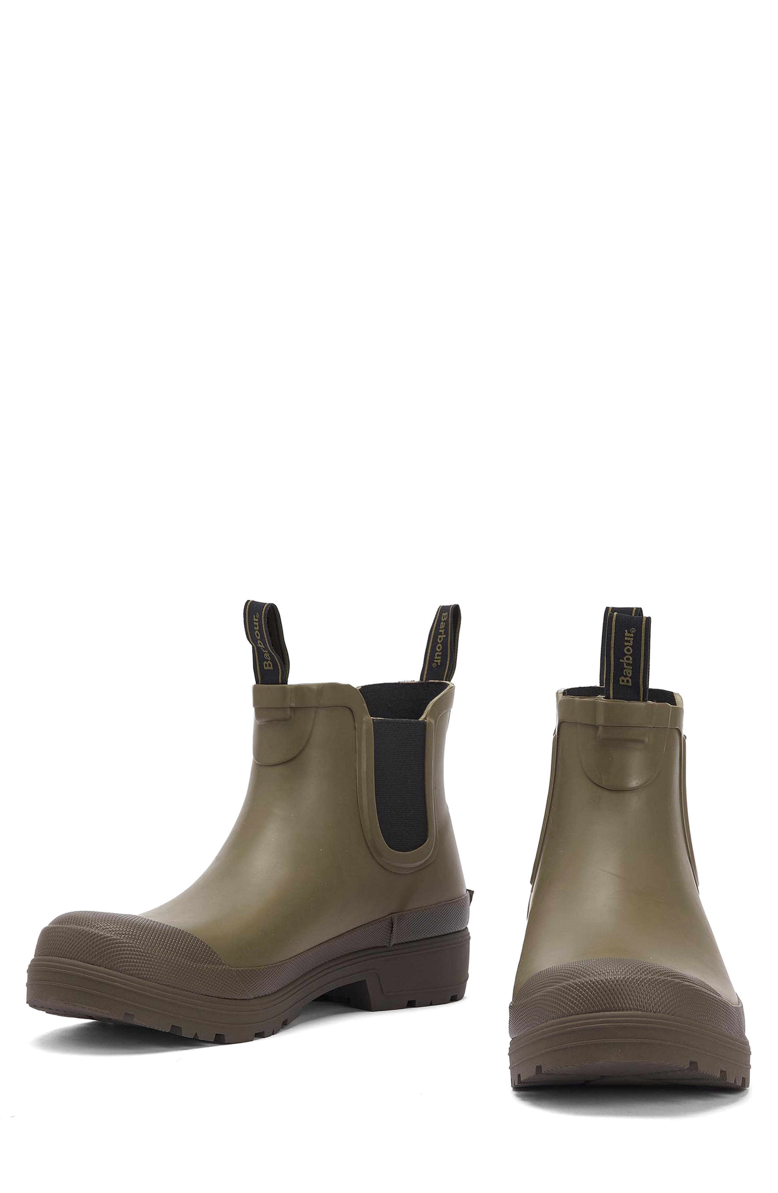 Barbour Storm Waterproof Chelsea Rain Boot, Alternate, color, Olive Green/ Olive