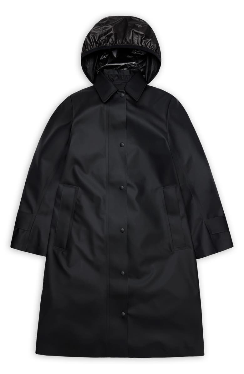 Rains Nara Waterproof Rain Jacket with Removable Hood, Alternate, color, Black