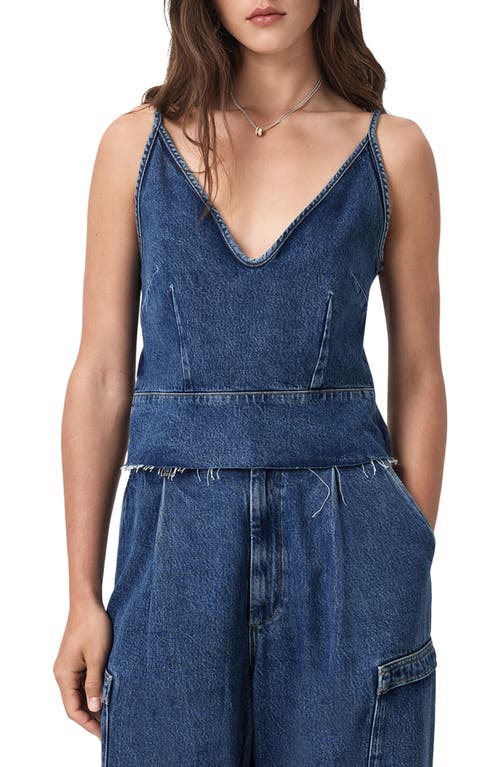 Allsaints Lilah Raw Hem Denim Camisole In Blue