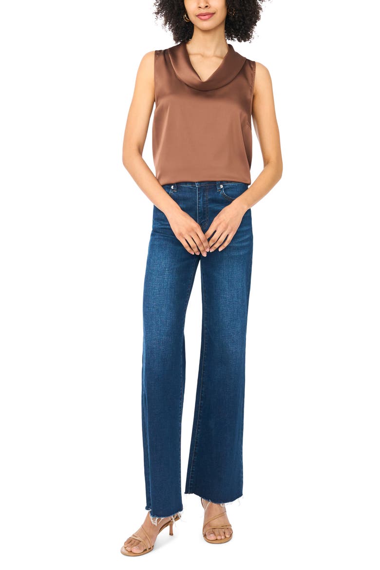 Sleeveless Cowl Neck Top, Alternate, color, COCOA