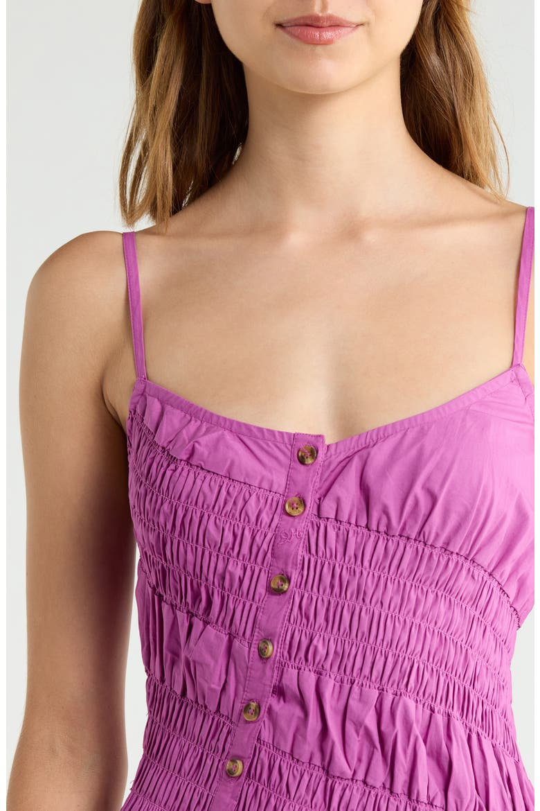 Lyra Sleeveless Shirred Midi Sundress, Alternate, color, MAGENTA