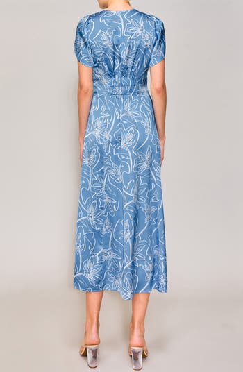 Ruched Tulip Sleeve Maxi Dress