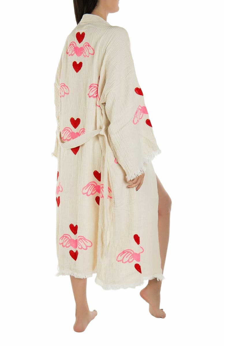 Forever & Always Shoes Valentine - Red Hearts Handmade Cotton Kimono, Alternate, color, 