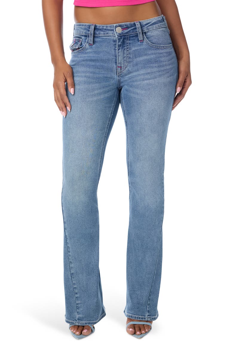 Joey Flap Flare Jeans, Main, color, MEDIUM RODEO BLUE WASH