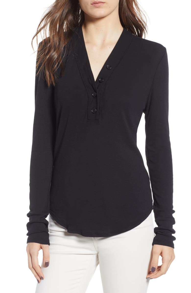 James Perse Ribbed Henley, Main, color, 