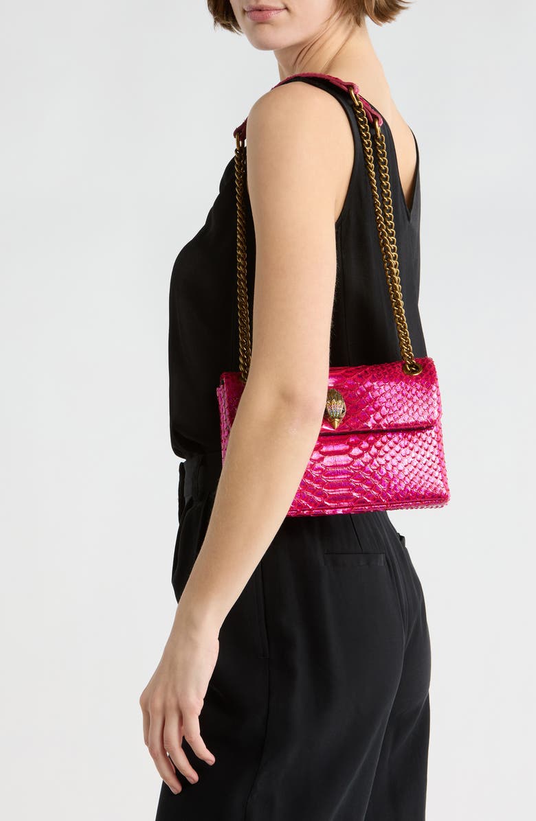 Kurt Geiger London Medium Kensington Snake Embossed Convertible Shoulder Bag, Alternate, color, Fuchsia