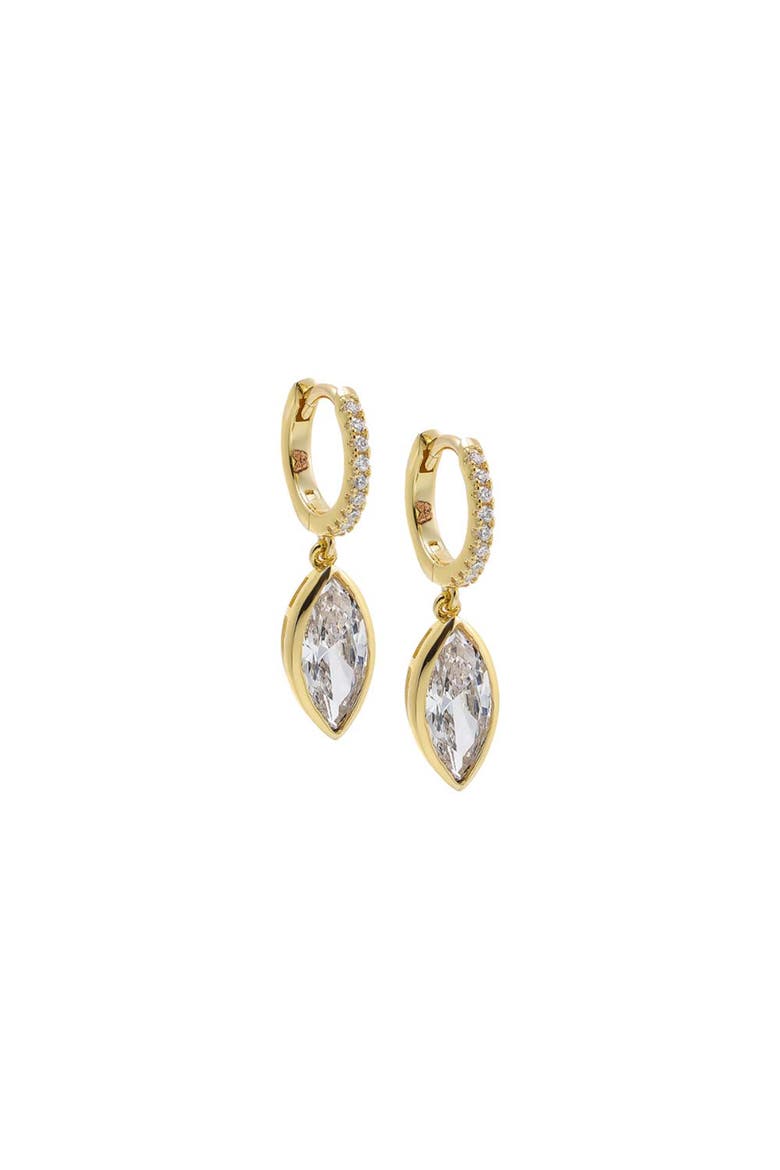 CZ Marquise Pave Huggie Earring, Main, color, Gold
