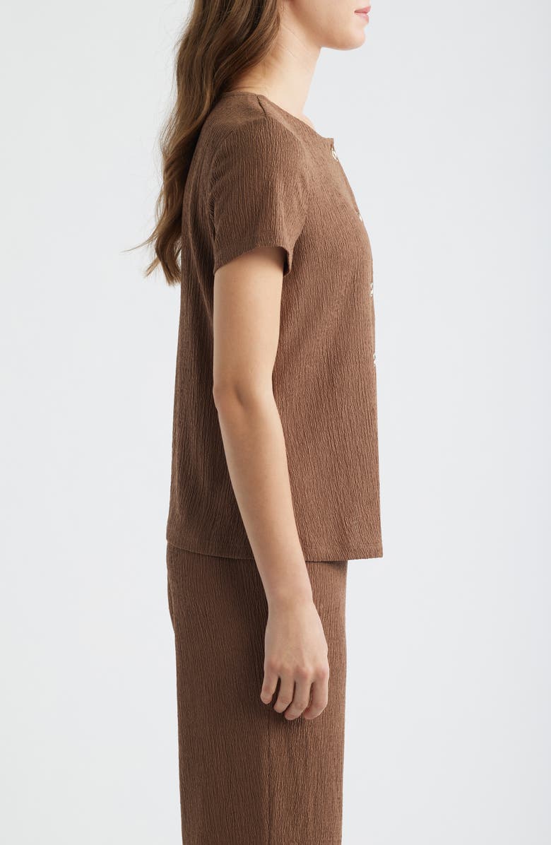 AK ANNE KLEIN Texture Front Button Top, Alternate, color, Mushroom