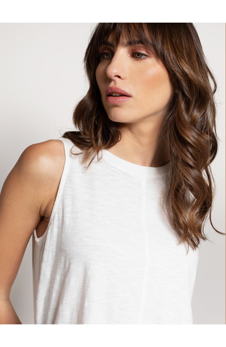 Celtic & Co. Crew Neck Pleat Back Tank Top, Alternate, color, Chalk