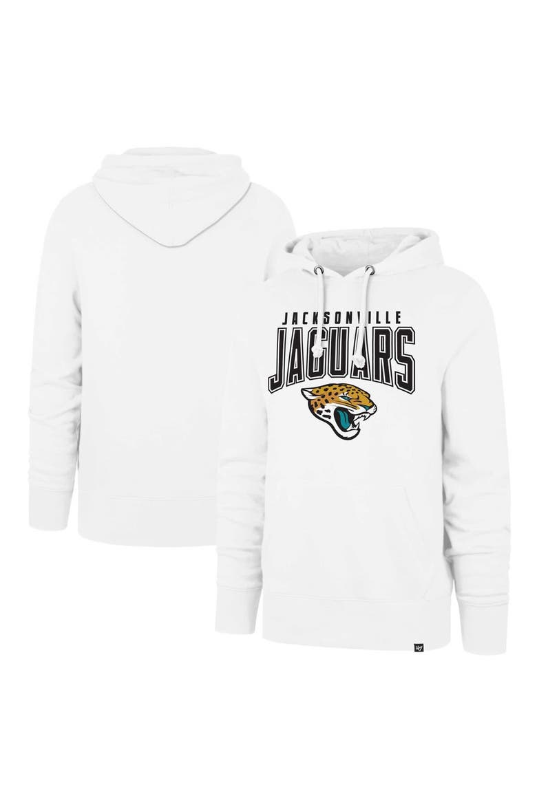 Men's '47 White Jacksonville Jaguars Elements Arch Headline Pullover Hoodie, Main, color, White