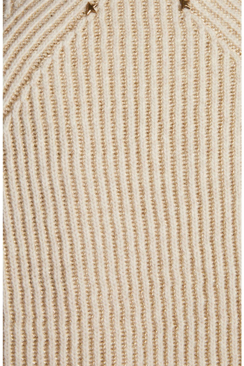 Chain Detail Wool Blend Rib Cardigan, Alternate, color, LAMBS WOOL/ GOLD