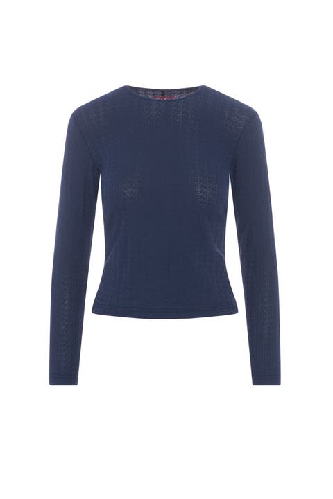 Cable Crew Neck Long Sleeve Top